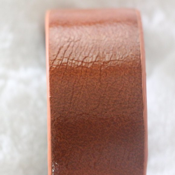 Camel Faux Leather Wide Cuff Bracelet - Picture 7 of 7